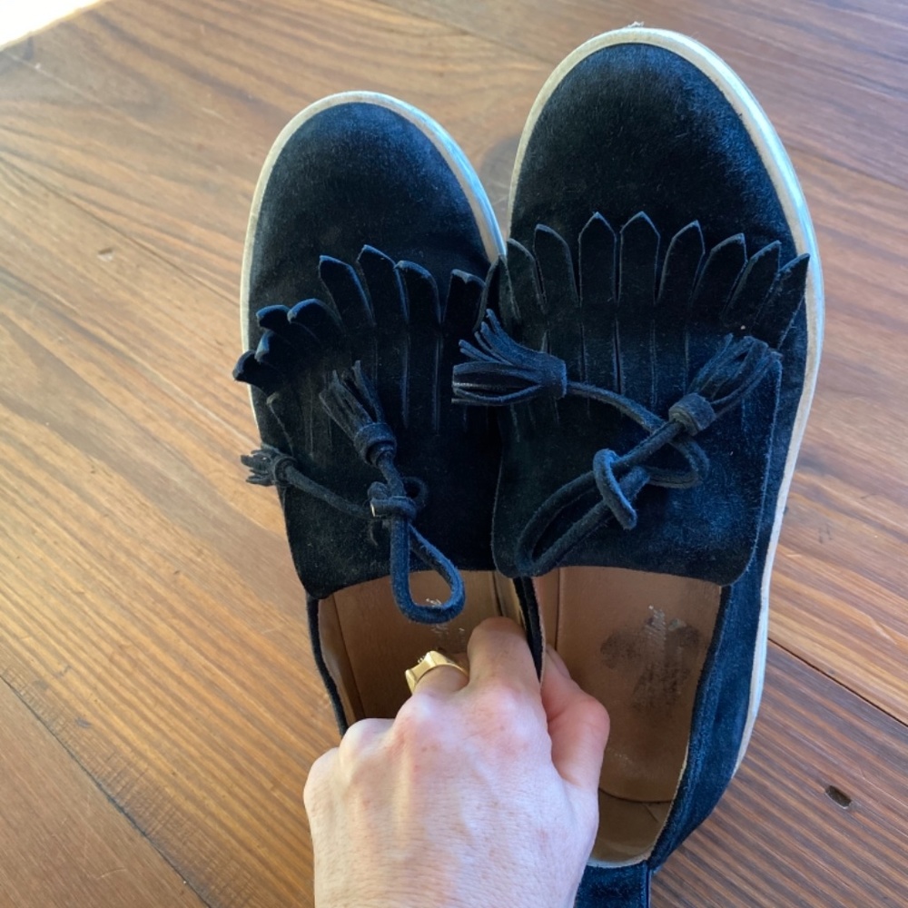 Designer Italian/German black suede sport loafer sneakers